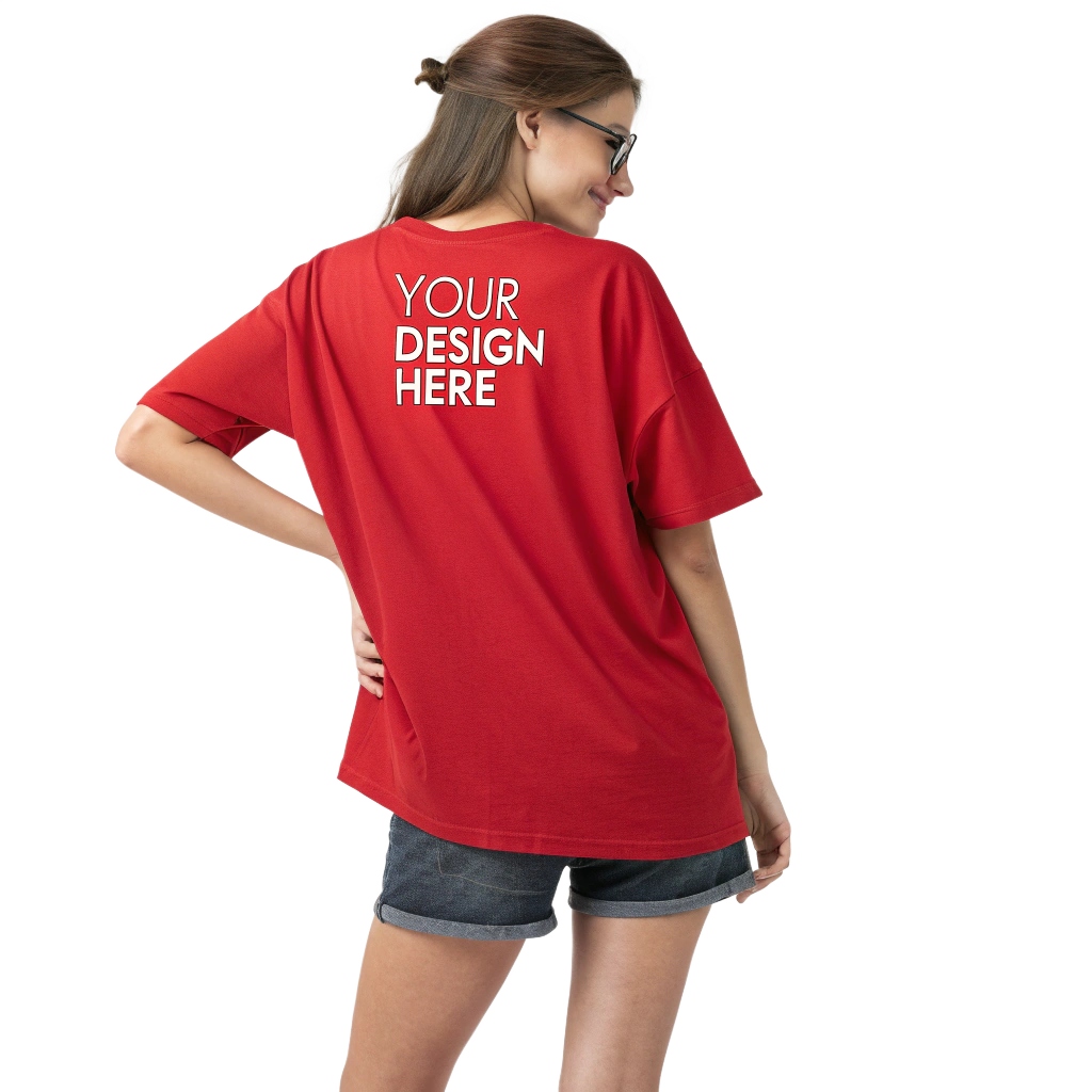 Women Red Oversized Custom T-Shirt